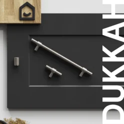 GoodHome Dukkah Satin Nickel Effect Kitchen Cabinets Pull Handle (L)257mm -WoodDepot Shop goodhome dukkah satin nickel effect kitchen cabinets pull handle l 257mm5059340482026 06i