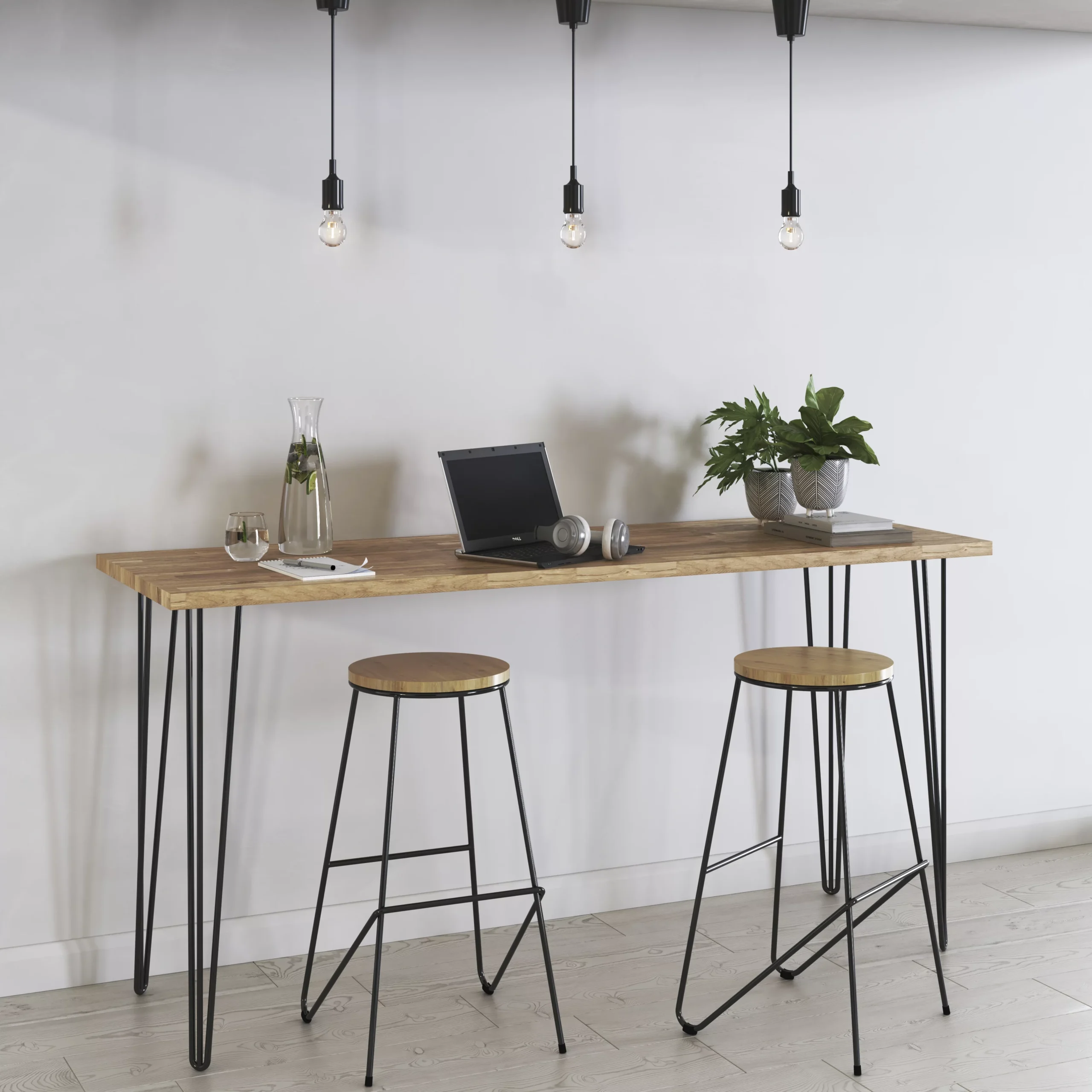 GoodHome Nantua 890mm Black Modern Hairpin Worktop Support Leg 5 GoodHome Nantua 890mm Black Modern Hairpin Worktop Support Leg - Image 3