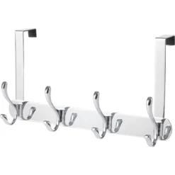 GoodHome Ormara Silver Chrome-plated Metal U-shaped Over Door Rail (D)55mm