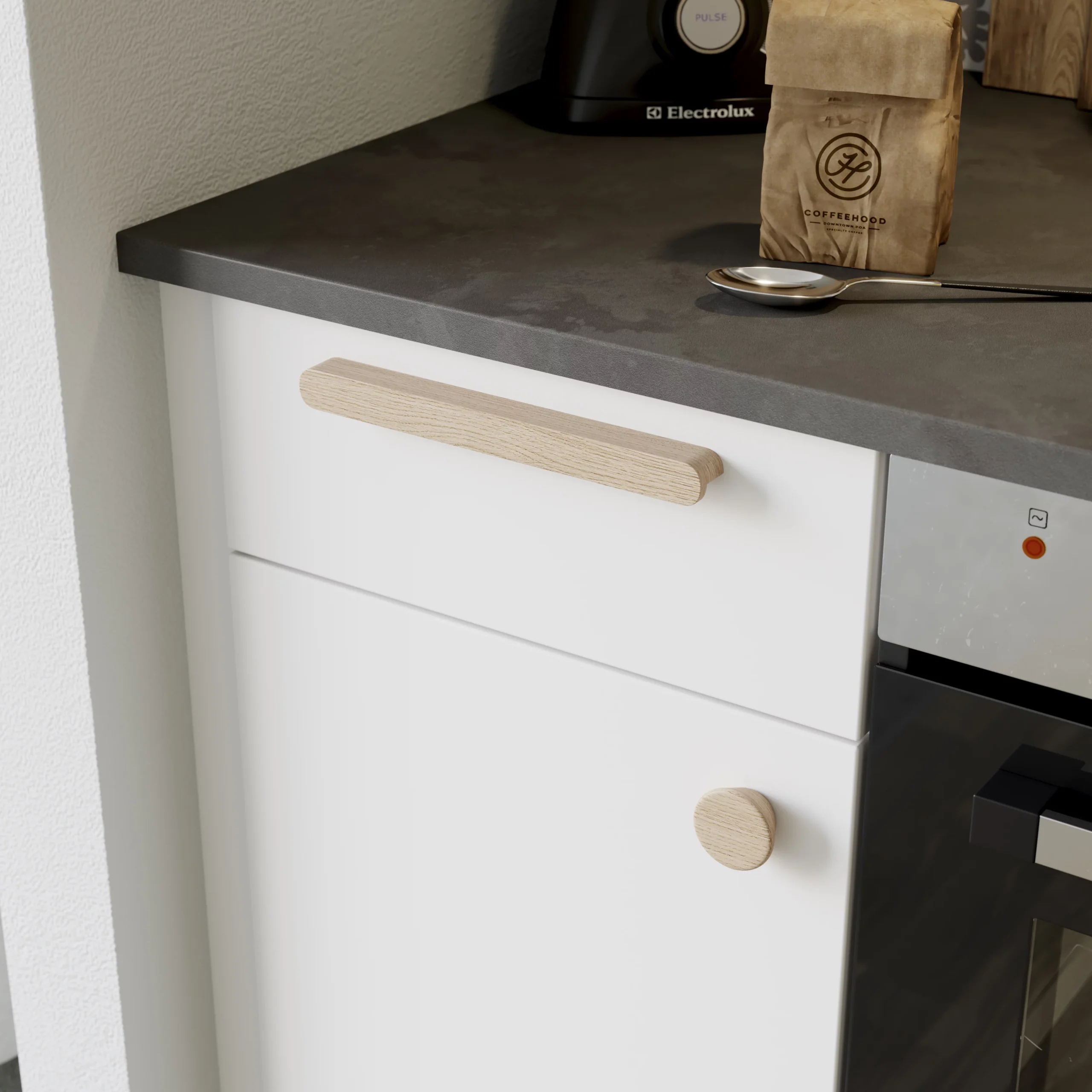 GoodHome Serrano Oak Effect Kitchen Cabinets Pull Handle (L)240mm 7 GoodHome Serrano Oak Effect Kitchen Cabinets Pull Handle (L)240mm - Image 5