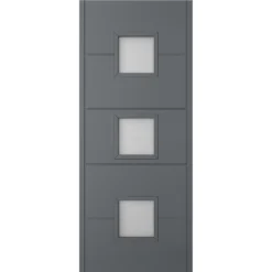 Holma 5 Panel Frosted Glazed Shaker Anthracite Timber External Panel Front Door, (H)1981mm (W)838mm