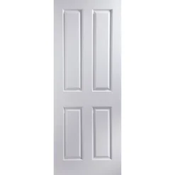 Jeld-Wen 4 Panel Solid Core Unglazed White Woodgrain Effect Internal Door, (H)1981mm (W)610mm (T)35mm