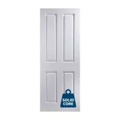 Jeld-Wen 4 Panel Solid Core Unglazed White Woodgrain Effect Internal Door, (H)1981mm (W)610mm (T)35mm -WoodDepot Shop jeld wen 4 panel solid core unglazed white woodgrain effect internal door h 1981mm w 610mm t 35mm5016622334176 02c bq