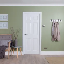 Jeld-Wen 6 Panel Solid Core Unglazed White Woodgrain Effect Internal Door, (H)1981mm (W)610mm (T)35mm -WoodDepot Shop jeld wen 6 panel solid core unglazed white woodgrain effect internal door h 1981mm w 610mm t 35mm5016622333827 01i