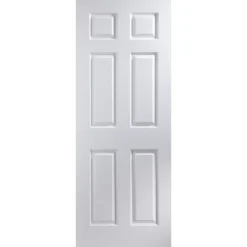 Jeld-Wen 6 Panel Solid Core Unglazed White Woodgrain Effect Internal Door, (H)1981mm (W)762mm (T)35mm