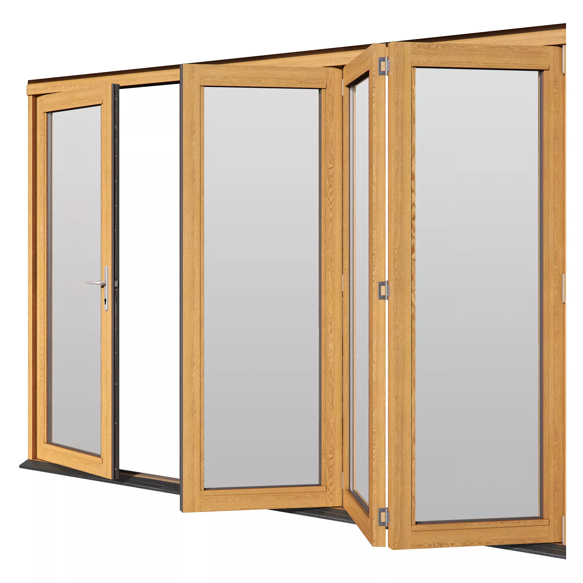 Jeld-Wen Clear Glazed Golden Oak External 4 Kinsley Folding Patio Door, (H)2094mm (W)2994mm 5 Jeld-Wen Clear Glazed Golden Oak External 4 Kinsley Folding Patio Door, (H)2094mm (W)2994mm - Image 3