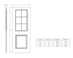 Jeld-Wen Painted 2 Panel 6 Lite Glazed White Internal Door, (H)1981mm (W)686mm (T)35mm -WoodDepot Shop jeld wen painted 2 panel 6 lite glazed white internal door h 1981mm w 686mm t 35mm5016536106685 01t