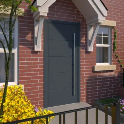 Linear 5 Panel Unglazed Shaker Anthracite Timber External Panel Front Door, (H)1981mm (W)762mm -WoodDepot Shop linear 5 panel unglazed shaker anthracite timber external panel front door h 1981mm w 762mm5056118701044 04c bq