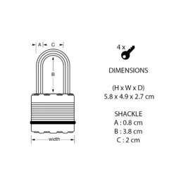 Master Lock Excell Heavy Duty Laminated Black 4 Pin Tumbler Cylinder Open Shackle Padlock (W)49mm 17 Master Lock Excell Heavy Duty Laminated Black 4 Pin Tumbler Cylinder Open Shackle Padlock (W)49mm -WoodDepot Shop master lock excell heavy duty laminated black 4 pin tumbler cylinder open shackle padlock w 49mm3520190930392 01t bq
