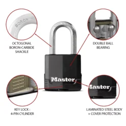 Master Lock Excell Heavy Duty Laminated Black 4 Pin Tumbler Cylinder Open Shackle Padlock (W)49mm 13 Master Lock Excell Heavy Duty Laminated Black 4 Pin Tumbler Cylinder Open Shackle Padlock (W)49mm -WoodDepot Shop master lock excell heavy duty laminated black 4 pin tumbler cylinder open shackle padlock w 49mm3520190930392 36c bq
