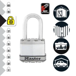 Master Lock Excell Heavy Duty Laminated Steel Black Medium Open Shackle Padlock (W)45mm -WoodDepot Shop master lock excell heavy duty laminated steel black medium open shackle padlock w 45mm3520190929600 37c bq