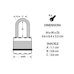 Master Lock Excell Heavy Duty Laminated Steel Black Medium Open Shackle Padlock (W)64mm 19 Master Lock Excell Heavy Duty Laminated Steel Black Medium Open Shackle Padlock (W)64mm -WoodDepot Shop master lock excell heavy duty laminated steel black medium open shackle padlock w 64mm3520190929655 01t bq