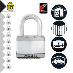 Master Lock Excell Heavy Duty Laminated Steel Black Medium Open Shackle Padlock (W)64mm 16 Master Lock Excell Heavy Duty Laminated Steel Black Medium Open Shackle Padlock (W)64mm -WoodDepot Shop master lock excell heavy duty laminated steel black medium open shackle padlock w 64mm3520190929655 37c bq