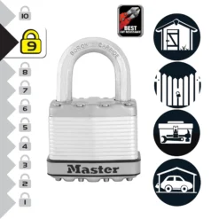 Master Lock Excell Heavy Duty Laminated Steel Black Open Shackle Padlock (W)50mm, Pack Of 2 -WoodDepot Shop master lock excell heavy duty laminated steel black open shackle padlock w 50mm pack of 23520190929631 37c bq