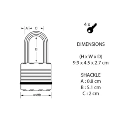 Master Lock Excell Heavy Duty Laminated Steel Long Shackle Padlock (W)45mm -WoodDepot Shop master lock excell heavy duty laminated steel long shackle padlock w 45mm3520190929853 01t bq