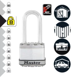 Master Lock Excell Heavy Duty Laminated Steel Long Shackle Padlock (W)45mm -WoodDepot Shop master lock excell heavy duty laminated steel long shackle padlock w 45mm3520190929853 37c bq