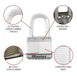 Master Lock Excell Heavy Duty Laminated Steel Medium Open Shackle Padlock (W)50mm, Pack Of 3 -WoodDepot Shop master lock excell heavy duty laminated steel medium open shackle padlock w 50mm pack of 33520190929648 36c bq