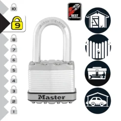 Master Lock Excell Heavy Duty Laminated Steel Medium Open Shackle Padlock (W)50mm, Pack Of 3 -WoodDepot Shop master lock excell heavy duty laminated steel medium open shackle padlock w 50mm pack of 33520190929648 37c bq