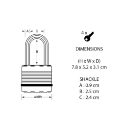 Master Lock Excell Heavy Duty Laminated Steel Medium Padlock (W)50mm -WoodDepot Shop master lock excell heavy duty laminated steel medium padlock w 50mm3520190929884 01t bq