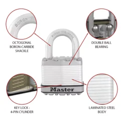 Master Lock Excell Heavy Duty Laminated Steel Open Shackle Padlock (W)50mm -WoodDepot Shop master lock excell heavy duty laminated steel open shackle padlock w 50mm3520190929624 36c bq
