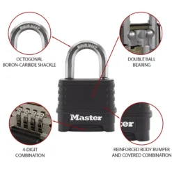 Master Lock Weather Tough Black Zinc Combination Padlock (W)56mm -WoodDepot Shop master lock weather tough black zinc combination padlock w 56mm3520190942548 36c bq