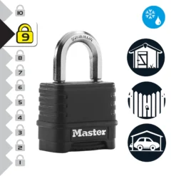 Master Lock Weather Tough Black Zinc Combination Padlock (W)56mm -WoodDepot Shop master lock weather tough black zinc combination padlock w 56mm3520190942548 37c bq