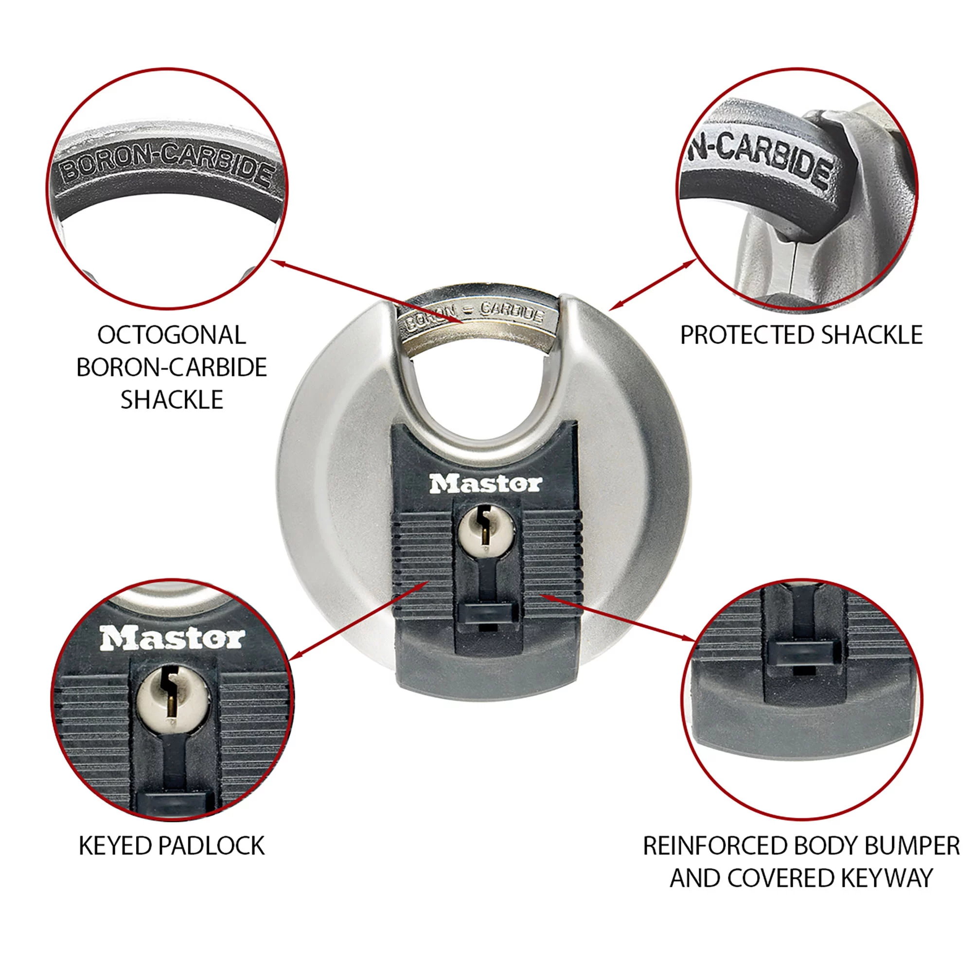 Master Lock Weather Tough Heavy Duty Stainless Steel Metallic Closed Shackle Disc Padlock (W)70mm, Pack Of 2 6 Master Lock Weather Tough Heavy Duty Stainless Steel Metallic Closed Shackle Disc Padlock (W)70mm, Pack Of 2 - Image 4