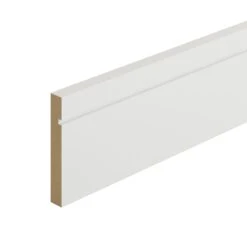Metsä Wood Grooved White MDF Square Skirting Board (L)2.4m (W)119mm (T)18mm, Pack Of 4