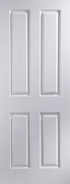 Painted 4 Panel Unglazed White Woodgrain Effect Internal Door, (H)1981mm (W)610mm (T)35mm
