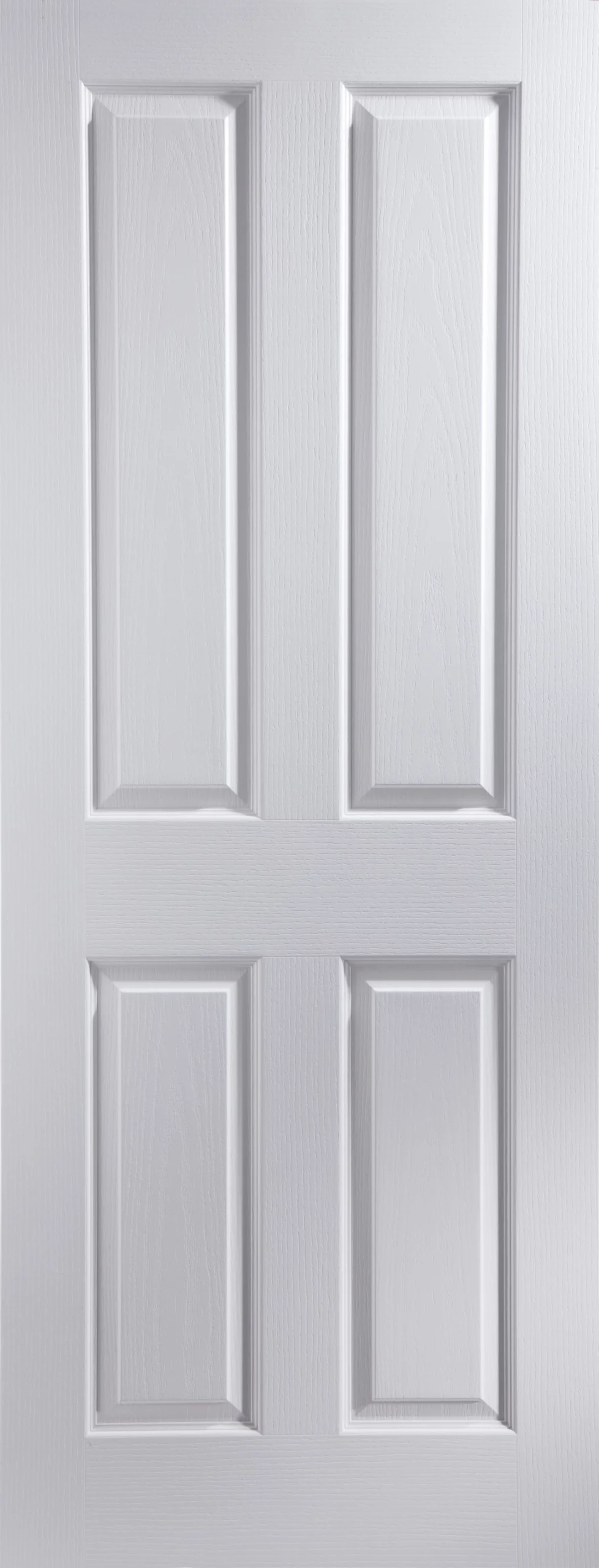 Painted 4 Panel Unglazed White Woodgrain Effect Internal Door, (H)1981mm (W)610mm (T)35mm 3 Painted 4 Panel Unglazed White Woodgrain Effect Internal Door, (H)1981mm (W)610mm (T)35mm
