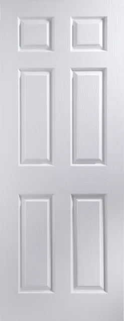 Painted 6 Panel Unglazed White Woodgrain Effect Internal Door, (H)1981mm (W)686mm (T)35mm
