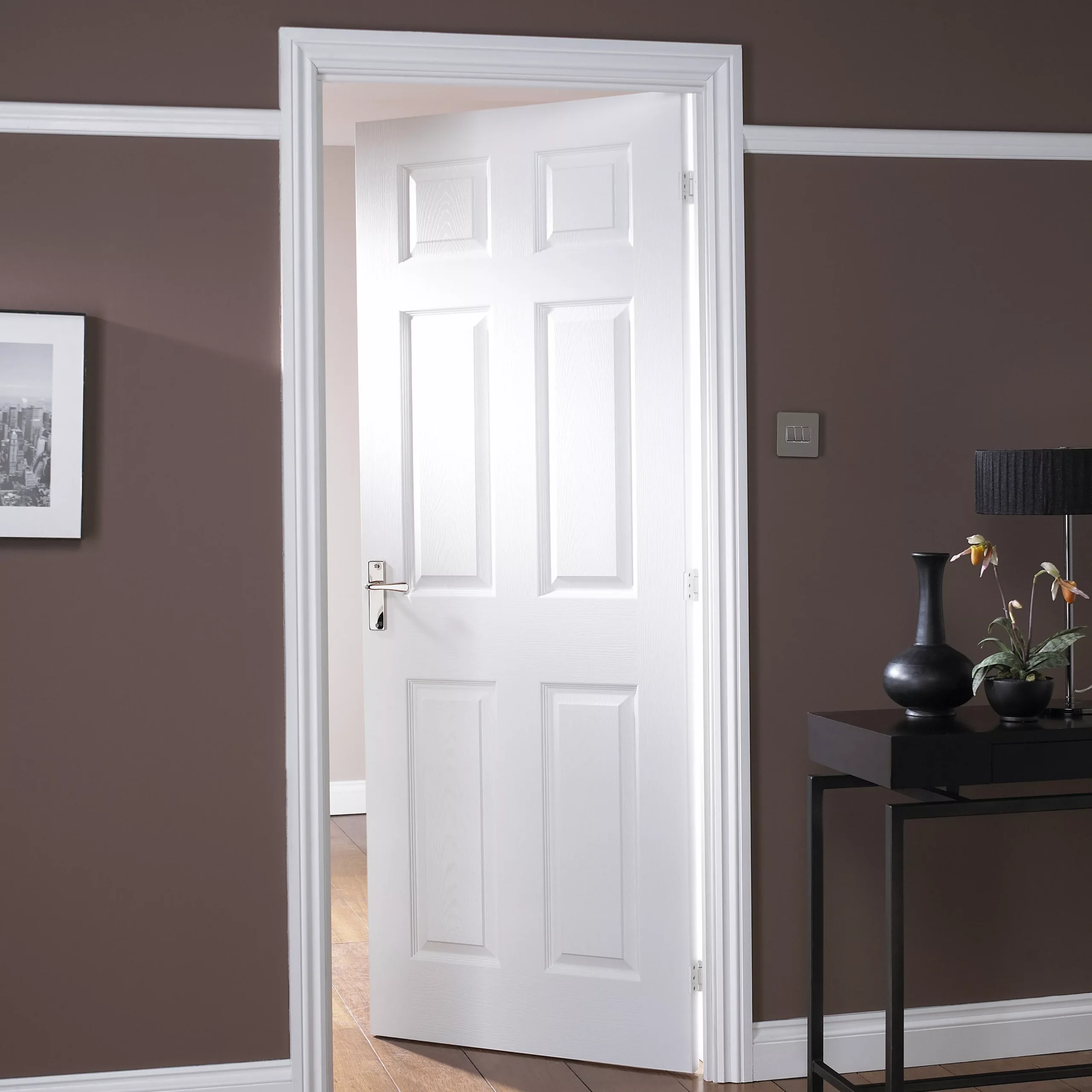 Painted 6 Panel Unglazed White Woodgrain Effect Internal Door, (H)1981mm (W)686mm (T)35mm 7 Painted 6 Panel Unglazed White Woodgrain Effect Internal Door, (H)1981mm (W)686mm (T)35mm - Image 5