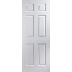 Painted 6 Panel Unglazed White Woodgrain Effect Internal Door, (H)2040mm (W)726mm (T)40mm