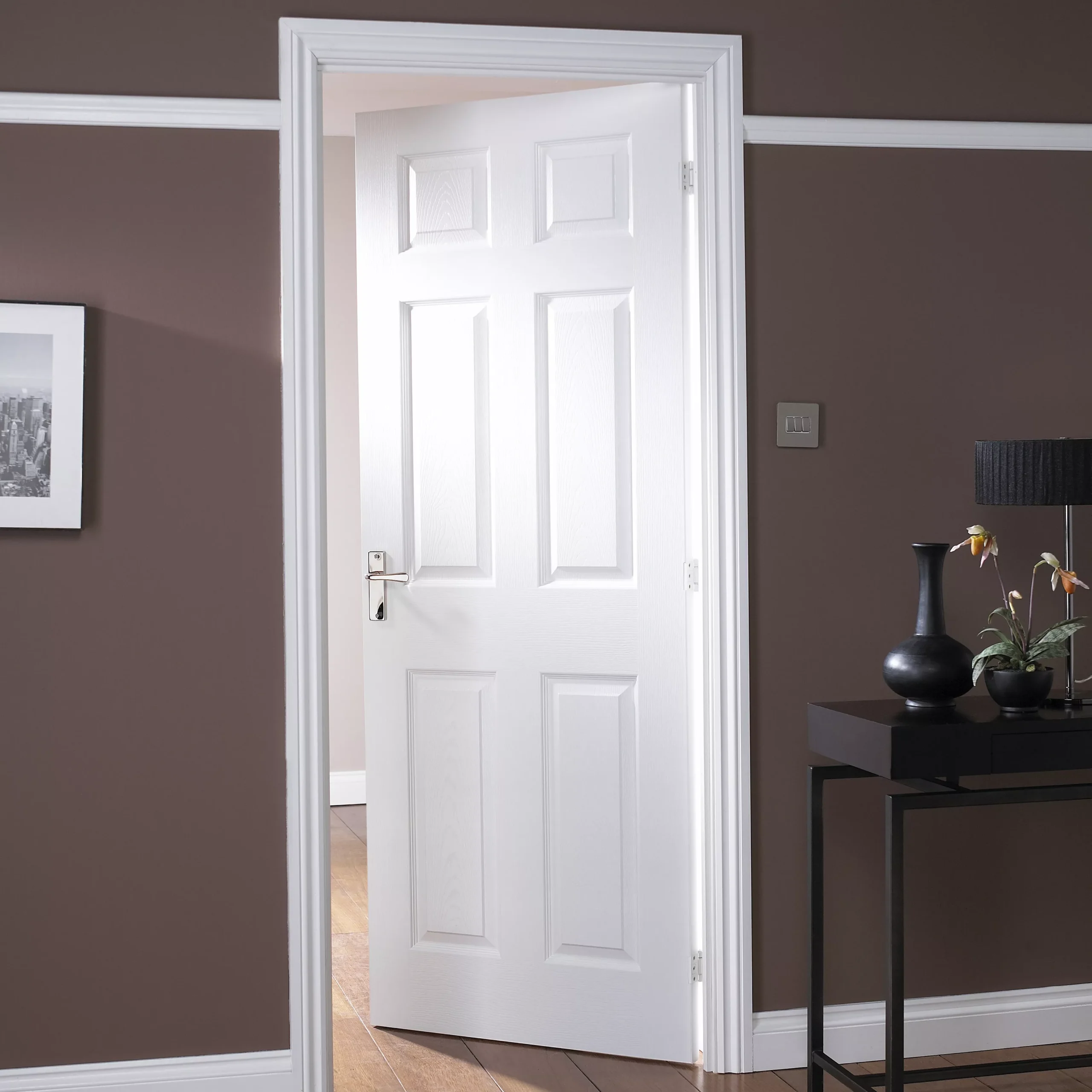 Painted 6 Panel Unglazed White Woodgrain Effect Internal Door, (H)2040mm (W)826mm (T)40mm 6 Painted 6 Panel Unglazed White Woodgrain Effect Internal Door, (H)2040mm (W)826mm (T)40mm - Image 4