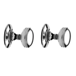 Polished Chrome Effect Brass Round Door Knob (Dia)53.7mm, Pair