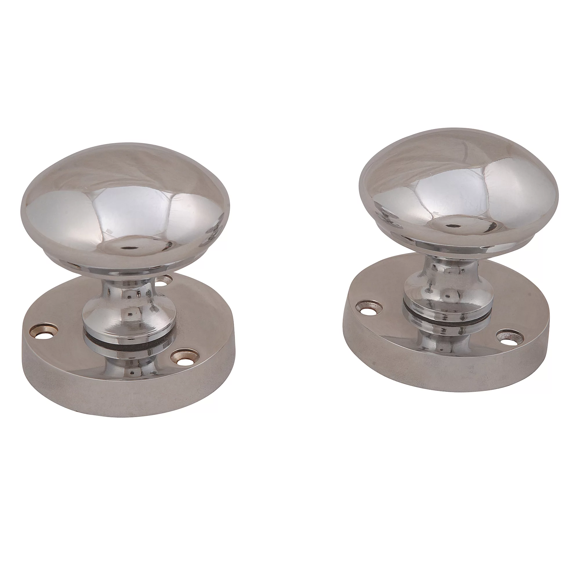 Polished Chrome Effect Zamac Round Door Knob (Dia)50.5mm, Pair 3 Polished Chrome Effect Zamac Round Door Knob (Dia)50.5mm, Pair