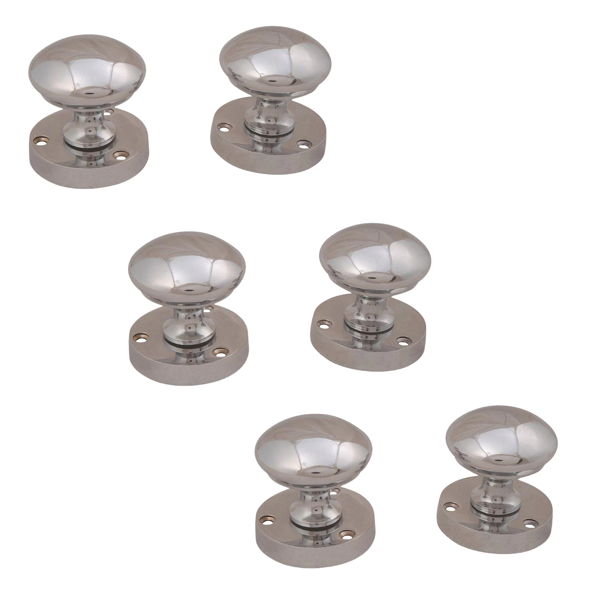Polished Chrome Effect Zamak Round Internal Door Knob (Dia)54mm, Pack Of 3 4 Polished Chrome Effect Zamak Round Internal Door Knob (Dia)54mm, Pack Of 3 - Image 2