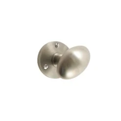 Satin Nickel Effect Brass Round Door Knob (Dia)58.3mm, Pair