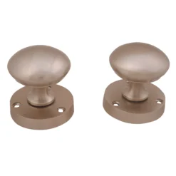 Satin Nickel Effect Zamac Round Door Knob (Dia)54mm, Pack Of 3 -WoodDepot Shop satin nickel effect zamac round door knob dia 54mm pack of 303415511 21c