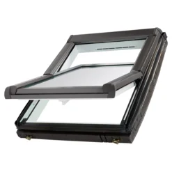 Site Premium Anthracite Aluminium Alloy Centre Pivot Roof Window, (H)980mm (W)780mm
