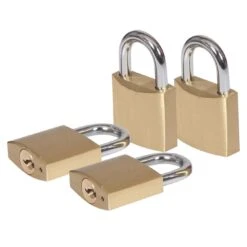 Smith & Locke Brass Steel Cylinder Open Shackle Padlock (W)40mm, Pack Of 4