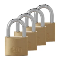 Smith & Locke Brass Steel Cylinder Open Shackle Padlock (W)40mm, Pack Of 4 -WoodDepot Shop smith locke brass steel cylinder open shackle padlock w 40mm pack of 43663602833727 10c