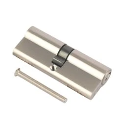 Smith & Locke Nickel Effect Brass Single Euro Cylinder Lock, (L)80mm (W)33mm