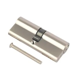 Smith & Locke Nickel Effect Brass Single Euro Cylinder Lock, (L)95mm (W)33mm