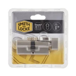 Smith & Locke Nickel Effect Brass Single Euro Thumbturn Cylinder Lock, (L)70mm (W)33mm -WoodDepot Shop smith locke nickel effect brass single euro thumbturn cylinder lock l 70mm w 33mm3663602835516 08c