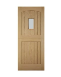 Stable Frosted Glazed Cottage White Oak Veneer External Front Door, (H)1981mm (W)762mm