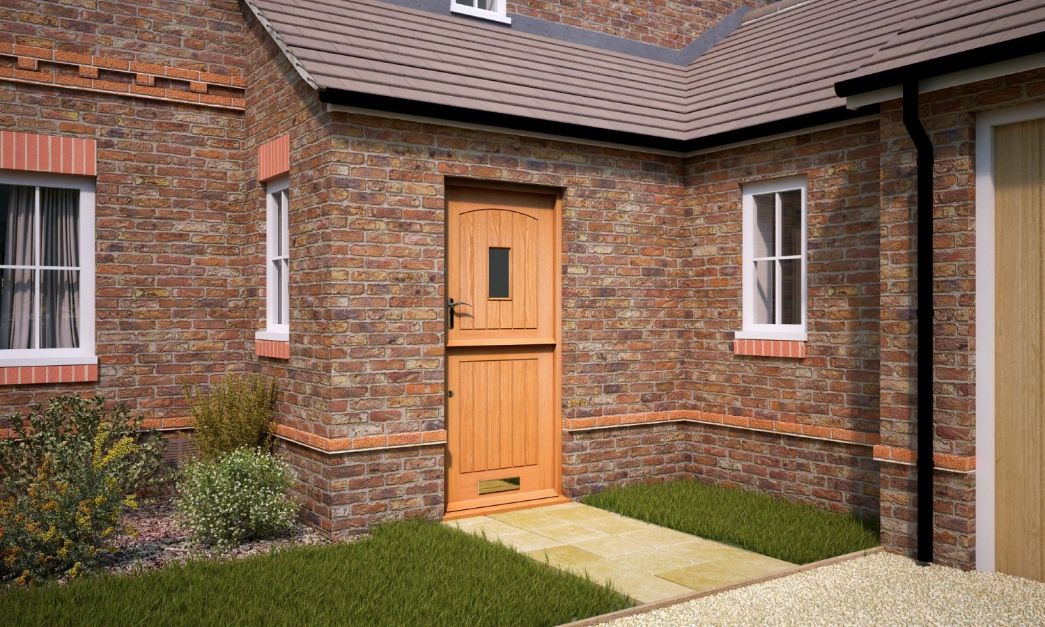 Stable Frosted Glazed Cottage White Oak Veneer External Front Door, (H)1981mm (W)762mm 4 Stable Frosted Glazed Cottage White Oak Veneer External Front Door, (H)1981mm (W)762mm - Image 2