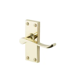 Toen Polished Brass Effect Aluminium Scroll Latch Door Handle (L)99mm