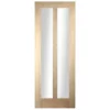 Vertical 2 Panel Glazed Oak Veneer Internal Door, (H)1981mm (W)762mm (T)35mm