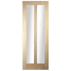Vertical 2 Panel Glazed Oak Veneer Internal Door, (H)1981mm (W)762mm (T)35mm